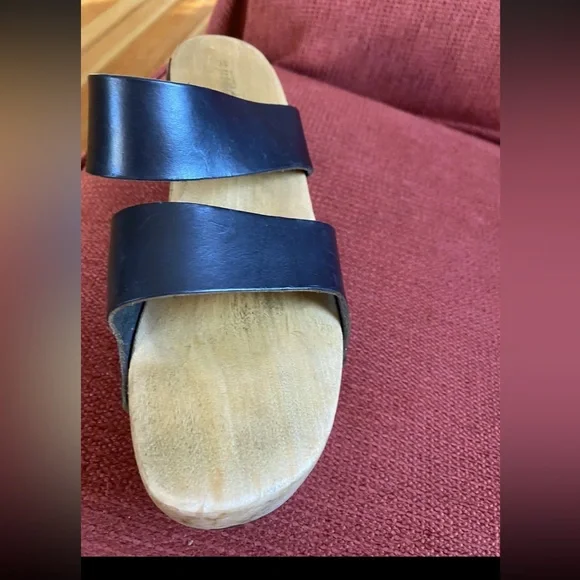 Y2K Vintage Trippen Germany Wood Clogs With Leather Black Straps Sandals 40 - Picture 10 of 12